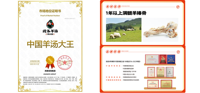 市场地位声明:武圣羊汤,中国羊汤大王